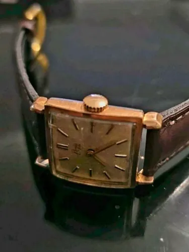 relógio renis tank feminino suíço vintage plaquê ouro 18 calibre manual 17 rubis quadrado