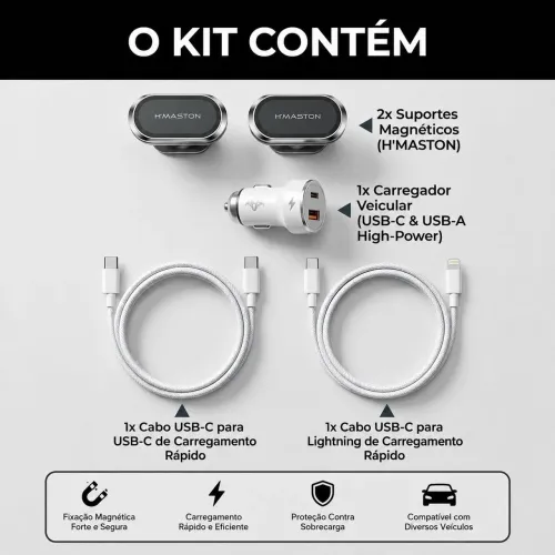 ? KIT UBER PREMIUM - SUPORTE MAGNÉTICO + CARREGADOR VEICULAR ?