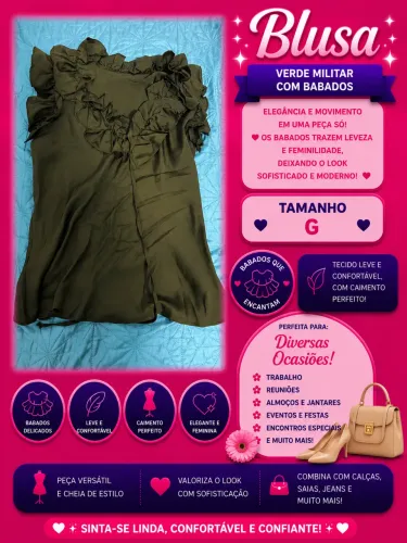 Blusa verde cetim tamanho 46