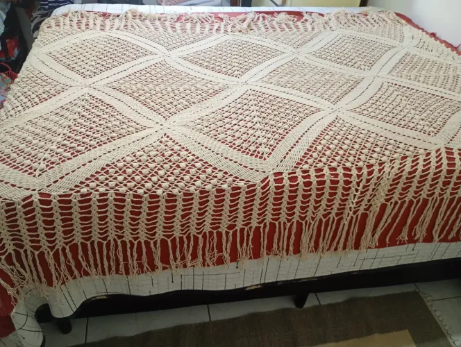 Colcha em crochê para cama de solteiro 