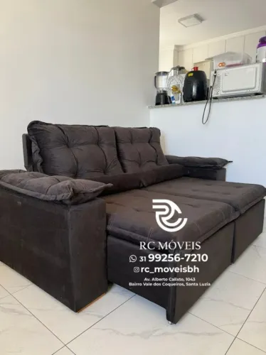 Sofá Retrátil e Reclinável 2m pillow 16cm - estofamento veludo macio - Com Nota Fiscal
