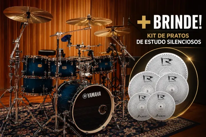 Kit Completo Bateria Yamaha Stage Custom Deep Blue + Kit de Pratos Silenciosos