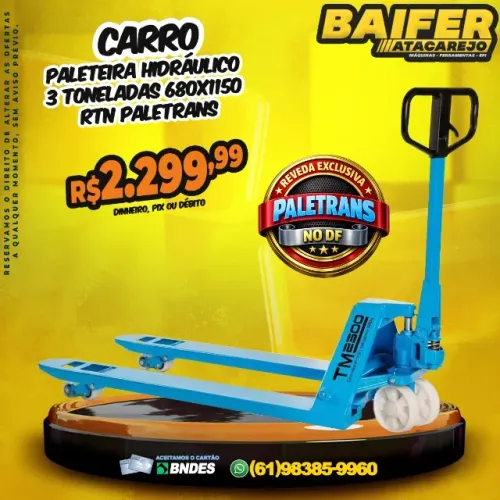 Carro Paleteira Hidráulico 3 Toneladas 680x1150 Rtn Paletrans