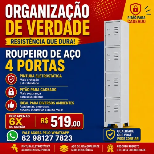 Roupeiro de aço GRA 4 portas
