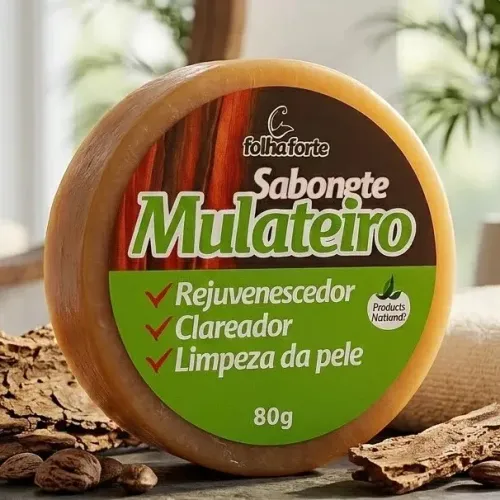 sabonete natural mulateiro clareador rejuvenescedor 80g folha forte