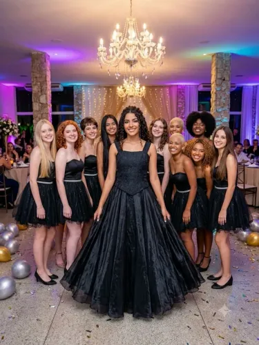 Vestido Debutante Preto Festa 15 ANOS