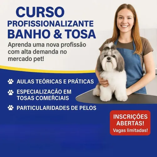 Cursos de Banho e Tosa com Estágio e Certificado - Aprenda com Especialistas!