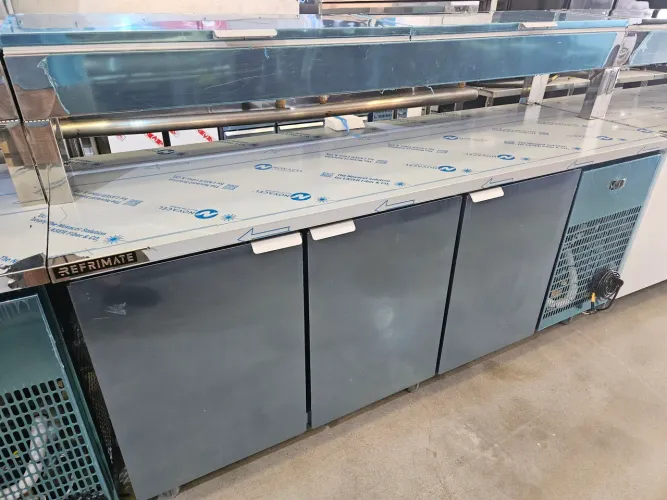balcão de inox com condimenteira refrigerada 2m - nova
