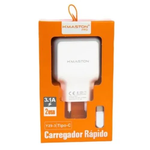 Carregador Celular HMaston 3.1A Tipo C 2 Usb Y293