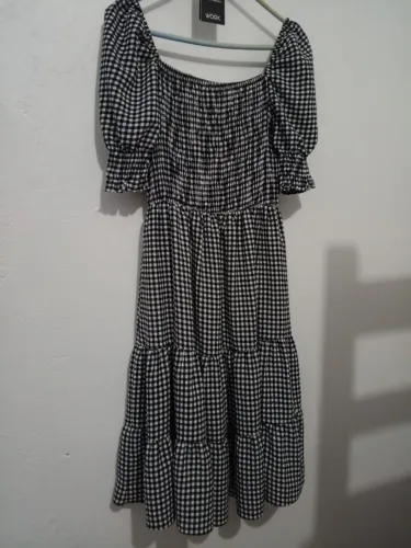 Vestido longo feminino de bolinhas azul e branco tamanho GG