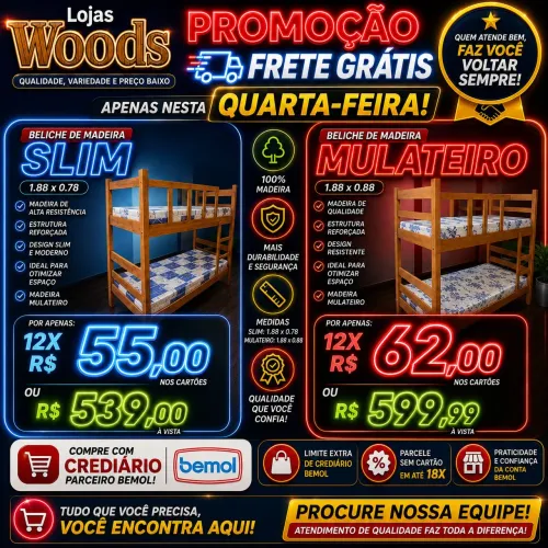 Beliche Madeira Mulateiro Novo com Entrega Grátis R$ 539,00