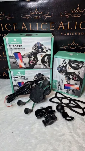Suporte de celular para moto com carregador usb