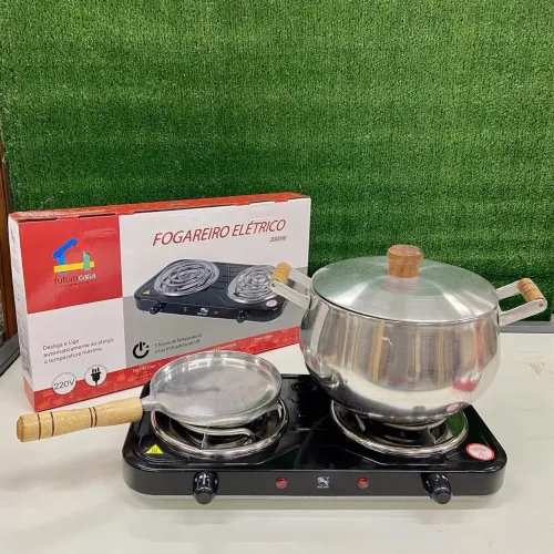 Fogareiro Elétrico Duplo 2 Bocas 2500W - Ideal para Casa, Camping e Viagem
