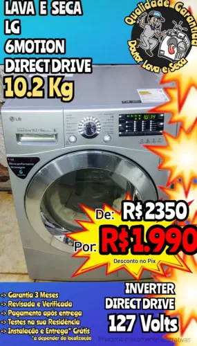 Máquina LAVA E SECA LG 10.2KG INOX Entrega Grátis*! Garantia 127Volts