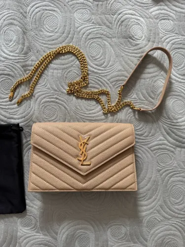 Bolsa de couro legítimo estilo clutch italiana Yves Saint Laurent