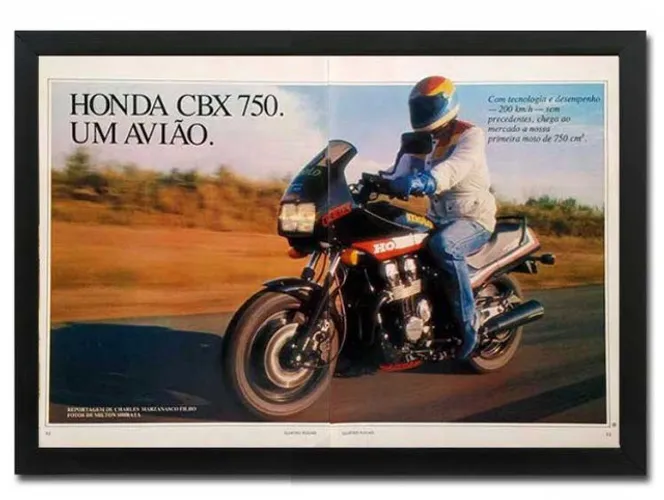 Honda CBX 750 F 1986 - Quadro decorativo com matéria original de revista