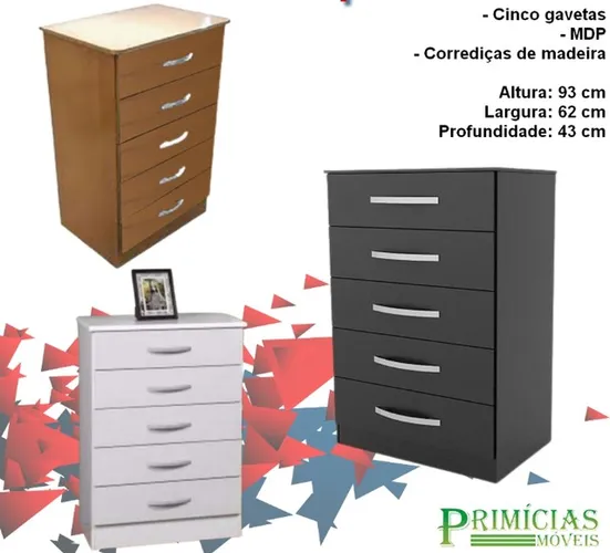 Quarto cômoda 5 gavetas