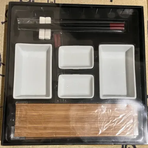 Conjunto para Sushi Kyoto Bambu e Cerâmica 10 Peças - Lyor