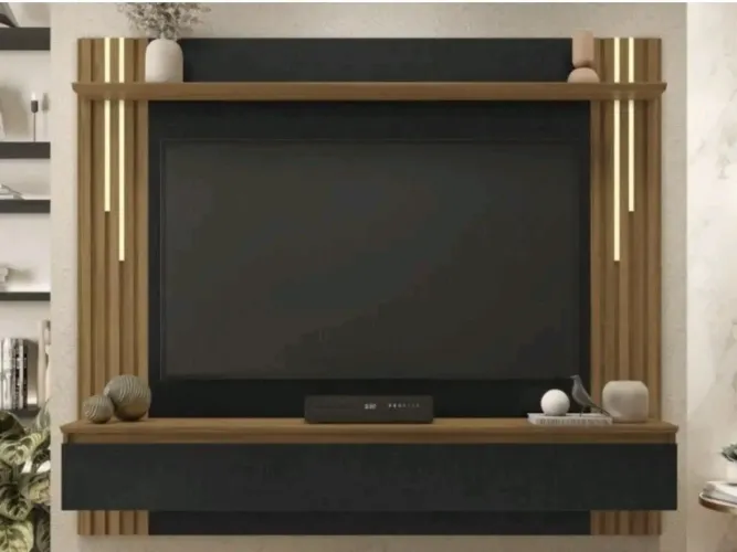Painel para65 polegadas com led ripado moderno 