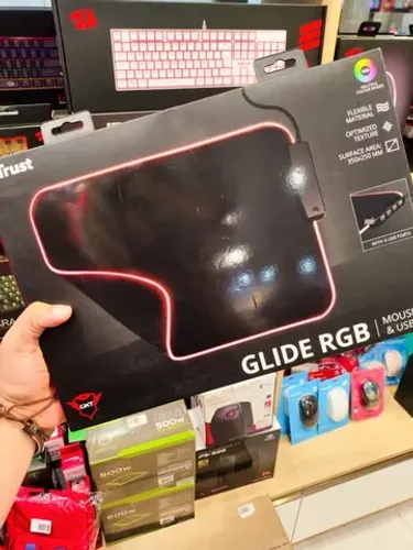 Mouse Pad Gamer Trust Glide RGB + Portas USB - Novo Lacrado - Parcelamos Sem Juros