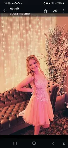 Vendo vestido festa menina midi salmão tule