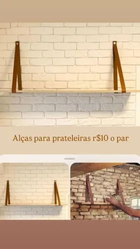 Alças de couro para prateleiras - R$10 o par