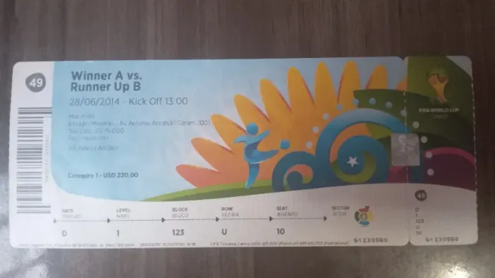 Ingresso copa 2014 Brasil x Chile