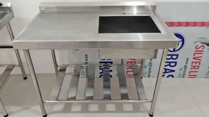 Mesa inox bancada pia 1,20M cuba 50X40X20 - Marcos