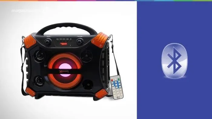 Caixa amplificadora carregável Lenoxx com controle remoto sem carregador e microfones