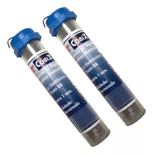 Kit 2 Tubinhos de Solda Estanho Cobix Azul 63x37 1.0mm 22g *ENTREGA GRÁTIS*