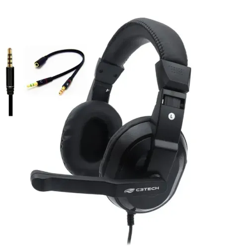 Headset Gamer C3Tech PH-G12BK (Conexão 1xP3) Com Adaptador P2 - WZetta