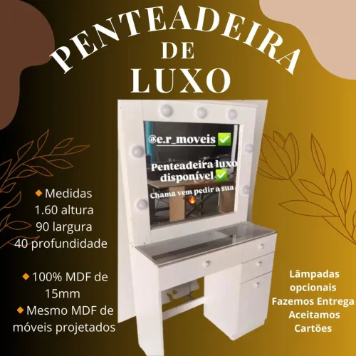 Penteadeira de Luxo com Espelho e Luzes - MDF