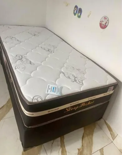 Cama solteiro box e colchão molas ensacadas