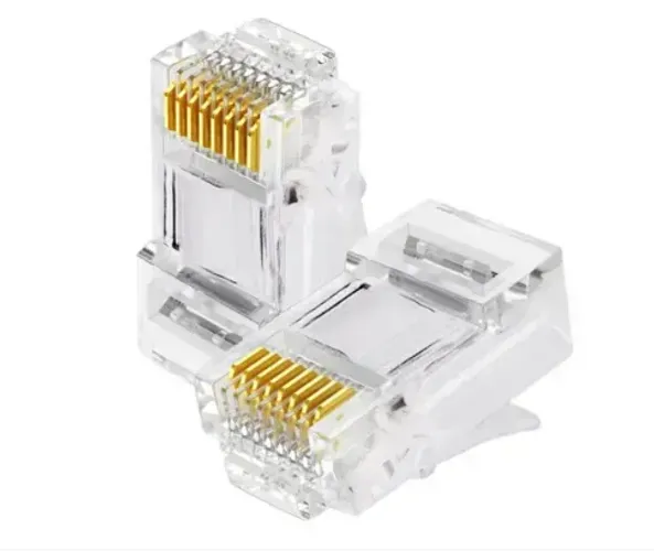 Kit 100 conectores RJ45 Macho Banhado a Ouro P/ Cabo UTP (Cat5, Cat5e)