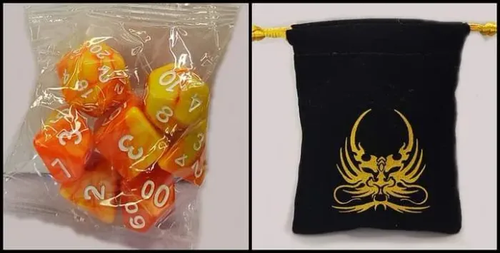 Dados RPG Laranja com Bolsa