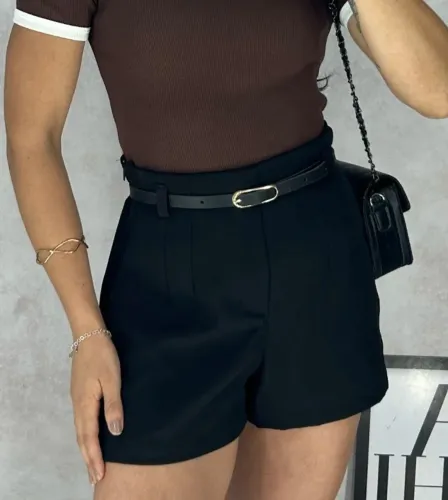 Shorts zara preto com cinto