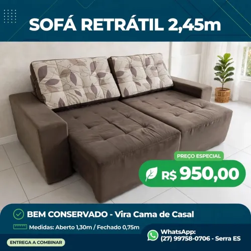 Sofá retrátil vira cama casal