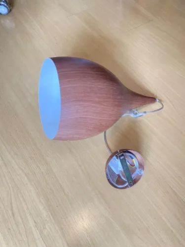 Luminária Pendente, P/ Teto - Metal Com Pintura De Madeira