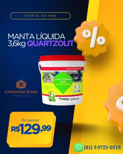 Manta líquida quartzolit galão 3,6L promoção 