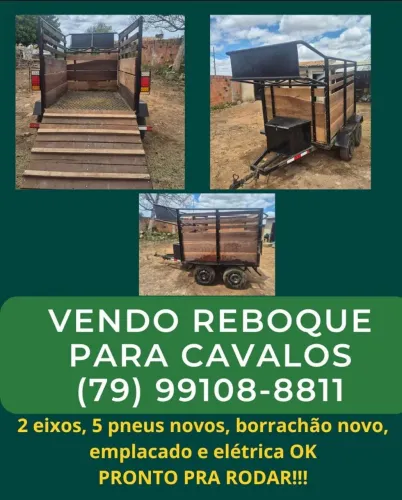 Vendo reboque para 2 cavalos.  2 eixos
