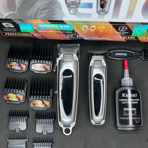 Combo Kemei - Máquina de Corte + Acabamento Profissional