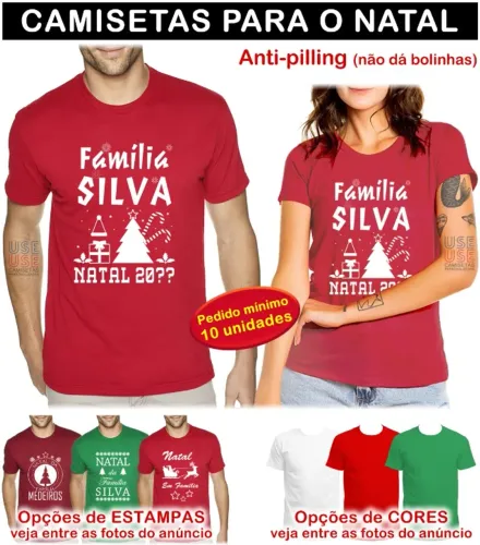 Camisetas para o Natal Estampa Personalizada com o Nome da sua família
