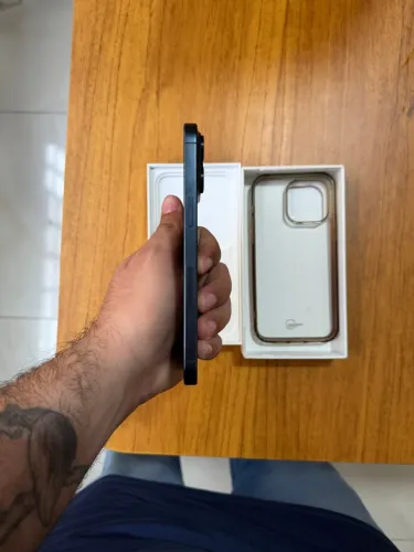 iPhone 15 Pro Max Titânio Azul + Caixa + NF (Leia a descrição)
