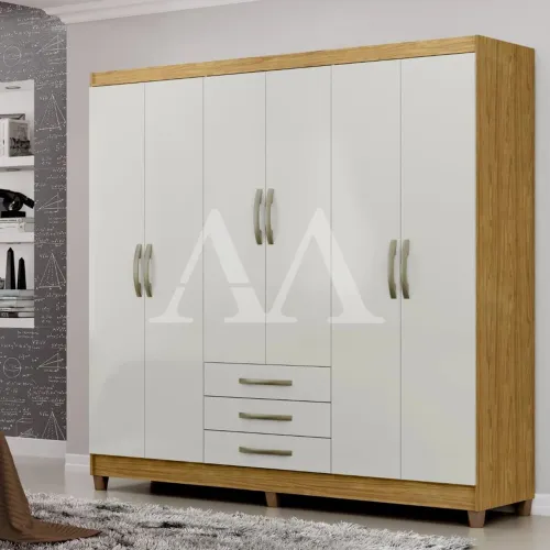 Roupeiro 6 Portas Abrir 3 Gavetas Mx Toledo Marrocos / Off White<br><br>