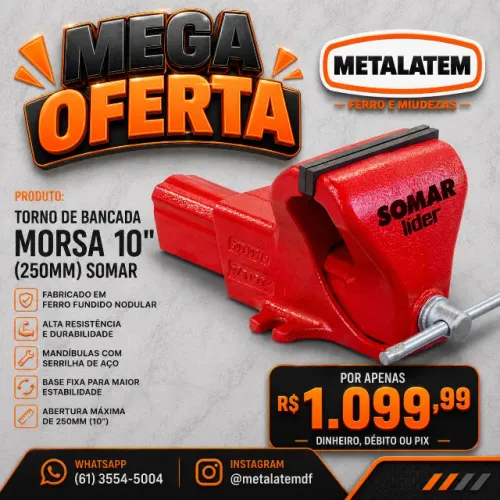 Torno de bancada Morsa 10" (250mm) Somar