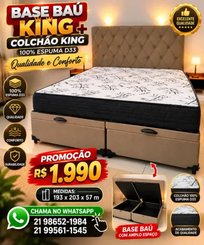 Base baú king+ colchão king D33