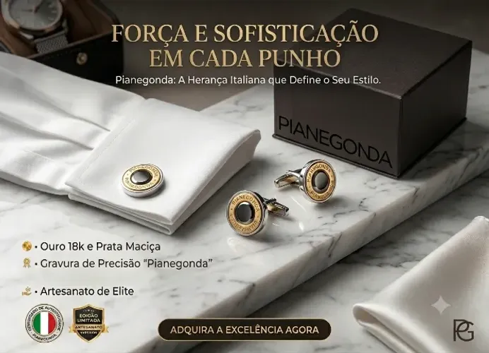 Abotoaduras para camisa pianegonda italia ouro e aço inox, joia, luxo