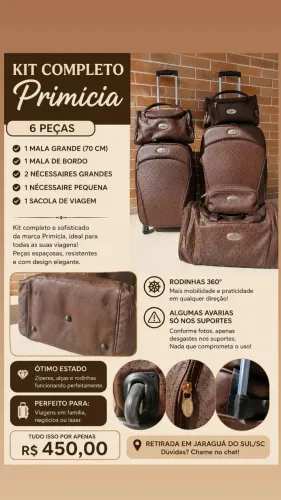 KIT MALA VIAGEM COMPLETO PRIMICIA! EM ÓTIMO ESTADO!