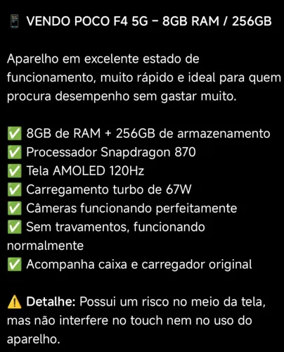 Celular xaiomi poco F4