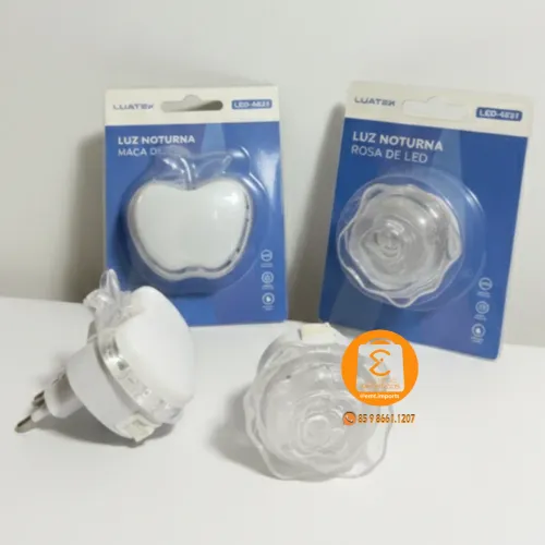 Luz Noturna LED de Tomada, Abajur, Luminária (Maçã ou Flor)